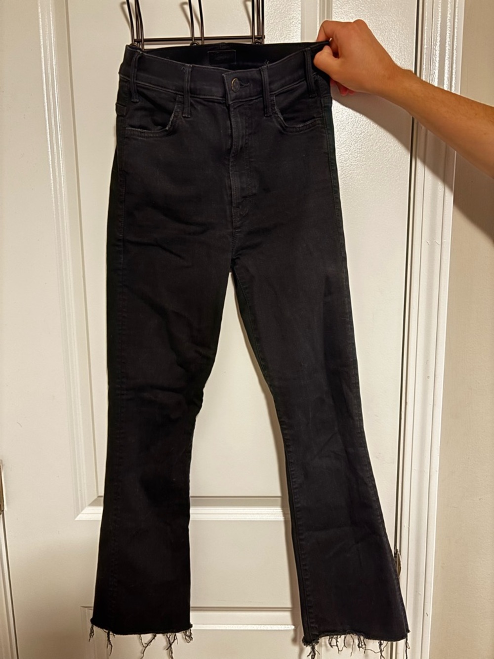 MOTHER Black High-Waist Frayed Hem Jeans - Picture 6 of 7